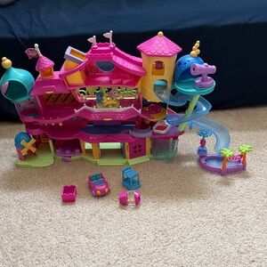 Kids Pink & Yellow Playset Mansion with Blue Slide - Brand Unspecified